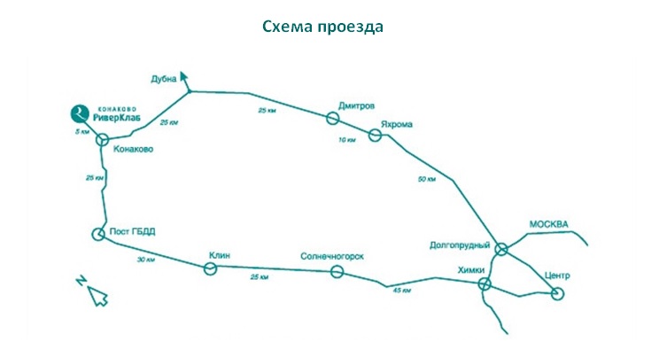 конаково ривер клаб, схема проезда